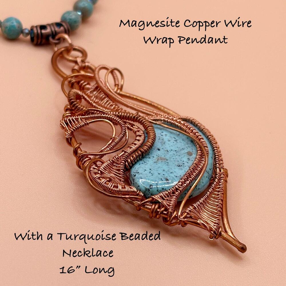 Turquoise Necklace In Copper - Picture 7 of 13